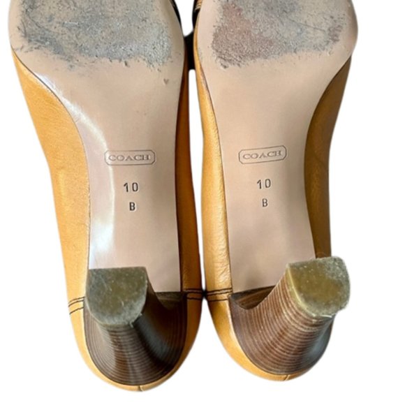 Coach Havanah Stacked Heel Buckled Pumps - Antique Gold - 10B - Picture 9 of 11